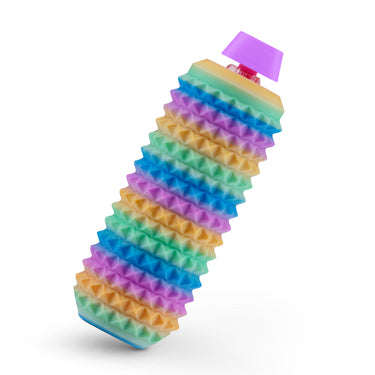 Sensory Roller Fidget Toy with Clicker, Tactile Spikes for Anxiety, Stress Relief, Pain Stimming, Autism - with Lanyard (Rainbow)